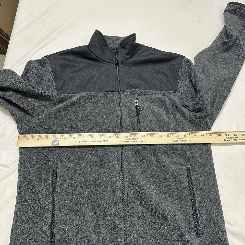 Old‎ Navy Men's L Charcoal Full Zip Fleece Jacket Black Trim Pockets